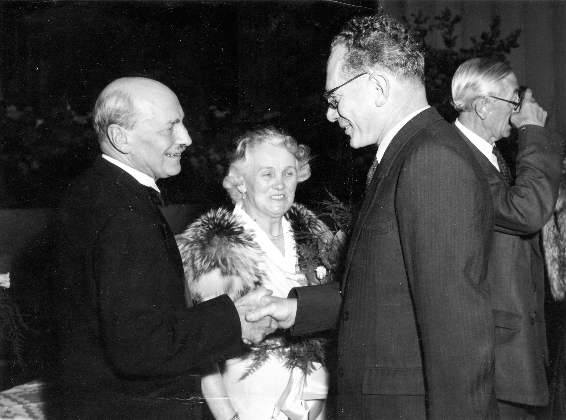 Solly Sachs, speaking to Clement Attlee, leader of the Labour Party, London.