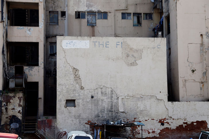 Remnants of THE FLORENCE graffiti on the wall of the former Florence Nightingale Hospital.