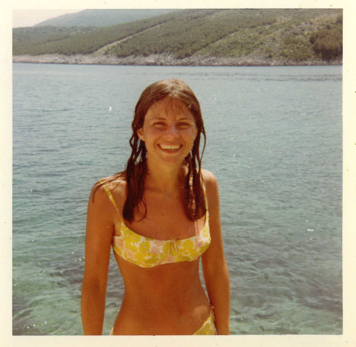 Stephanie on camping holiday with Albie in Yugoslavia.