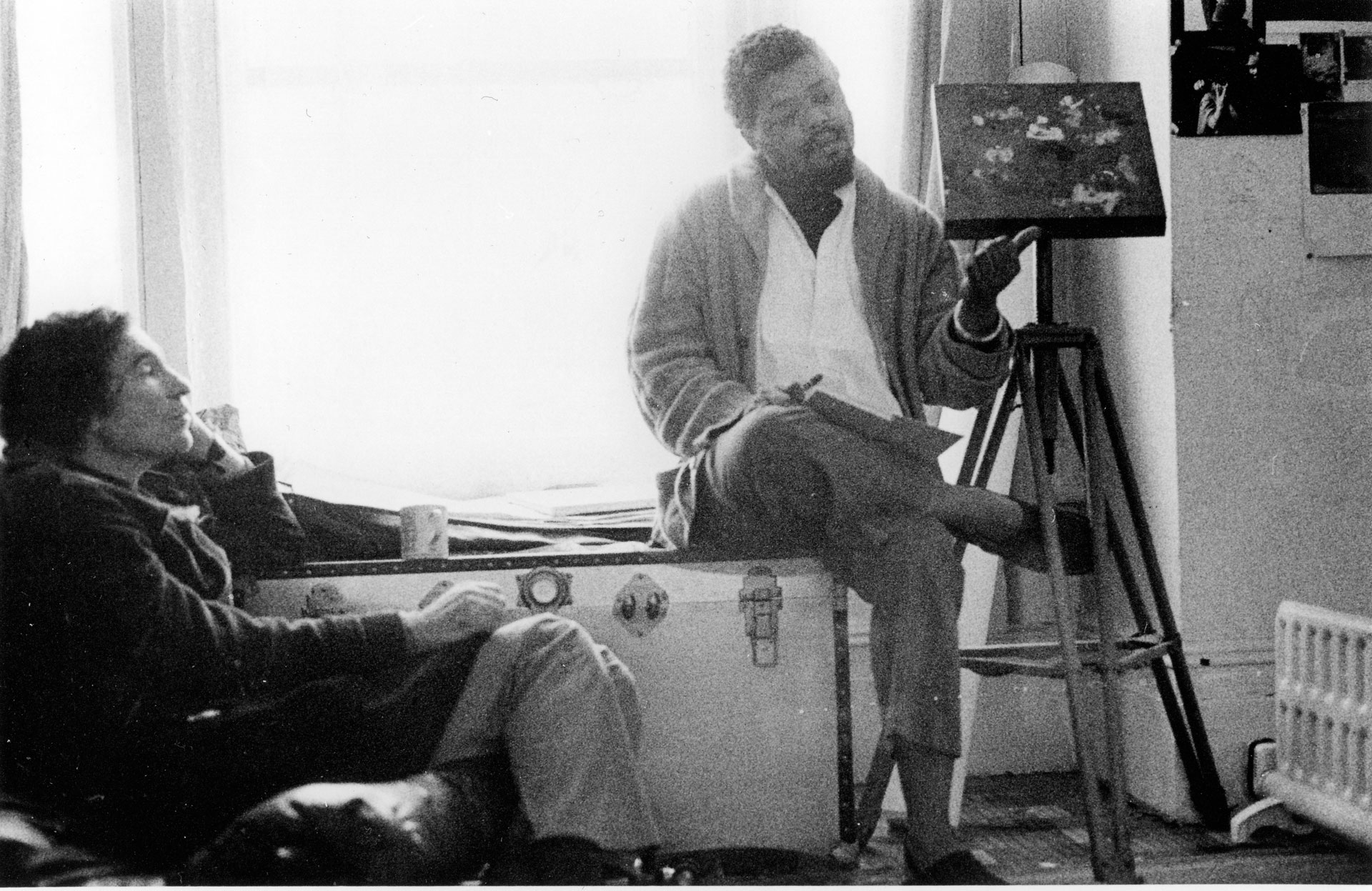 Albie with Dumile Feni in his basement in Kentish Town, UK.