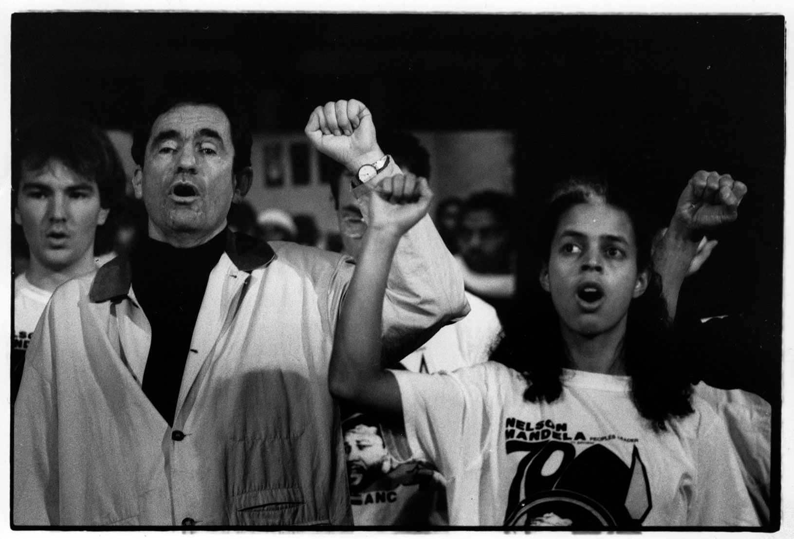 Albie at an anti-apartheid rally in Toronto, Canada.