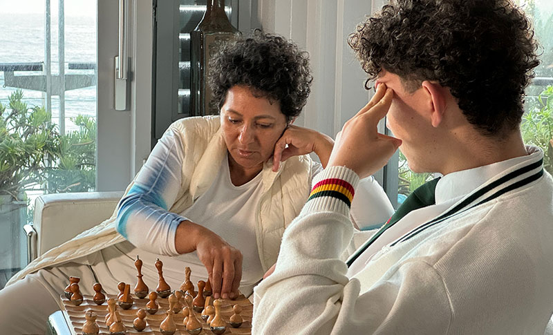 Vanessa and Oliver play chess at Clifton